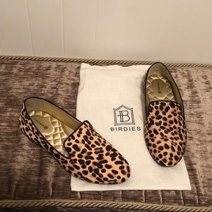 Birdies Starling Leopard Calf Hair Slippers Flats